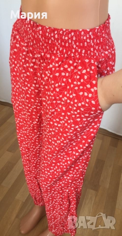 С размер Нов Дамски Панталон Monki с етикети Червен Бял Флорален на Цветя, снимка 10 - Панталони - 51823547