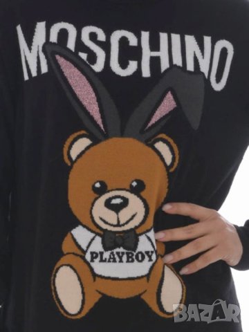 Дамска плетена туника-рокля Moschino в черно с мече Playboy, снимка 8 - Туники - 42447306