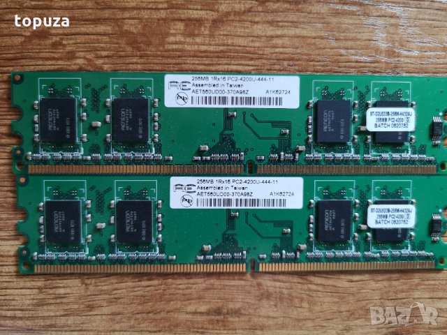 RAM рам памет за компютър Aeneon 2х 256MB DDR2-533MHz PC2-4200 AET560UD00-370A98Z, снимка 1 - RAM памет - 34108336