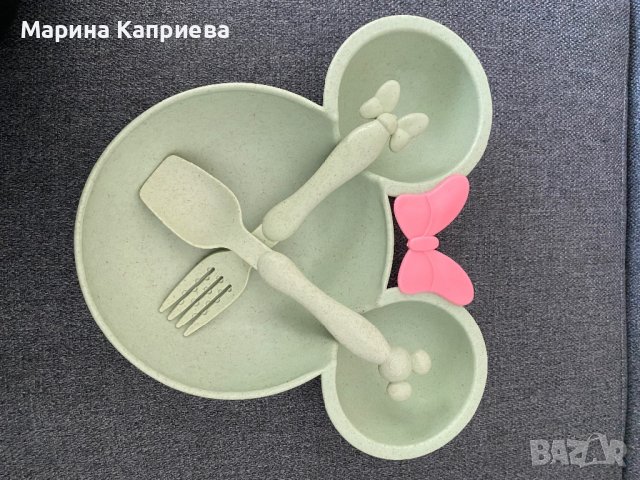 Детски пластмасови чинийки с виличка и лъжичка, снимка 3 - Прибори, съдове, шишета и биберони - 39636431