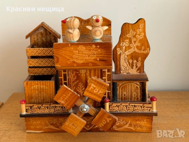 Дървен музикален сувенир с две танцуващи патета