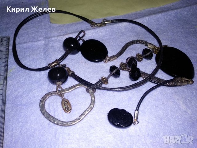 МНОГО АРТИСТИЧНА МАРКОВА ПОСРЕБРЕНА ОГЪРЛИЦА с ЦВЕТНИ ПОЛИРАНИ КРИСТАЛИ 34738, снимка 2 - Колиета, медальони, синджири - 39188719