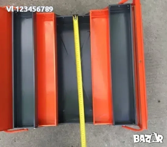 Метална кутия за инструменти с 5 отделения и катинар, снимка 4 - Куфари с инструменти - 53838504