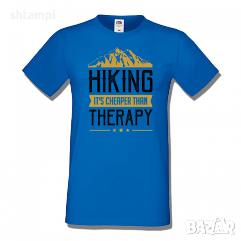 Мъжка тениска Hiking It's Cheaper Than Therapy,Къмпинг,Планина,Изненада,Подарък,Поход,Връх,Хижа,, снимка 4 - Тениски - 36351931