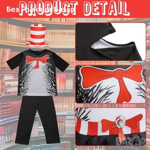 Нов Детски карнавален костюм котка с шапка ръкавици и панталон Хелоуин, снимка 2 - Други - 53839453