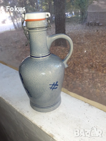 Голяма бутилка керамика, снимка 3 - Антикварни и старинни предмети - 53451721