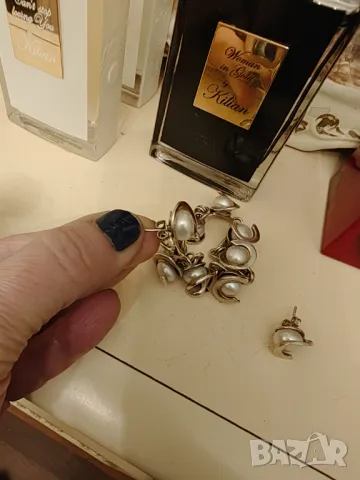 Масивен сребърен лот с перли, снимка 7 - Бижутерийни комплекти - 49132090
