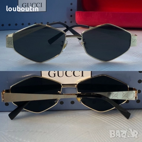 Дамски слънчеви очила Gucci ромб 3 цвята черни сребърни златни , снимка 2 - Слънчеви и диоптрични очила - 51704125