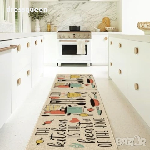4577 Гумирани пътеки за кухня с висока устойчивост – Комплект 40x60см + 40x120см, снимка 2 - Пътеки - 53815403