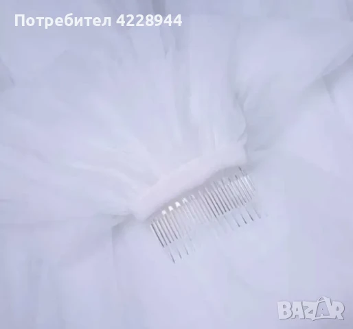 Чисто бял воал за сватба 60-80 см, асиметричен, сватбен булчински було, снимка 6 - Сватбени аксесоари - 50958531