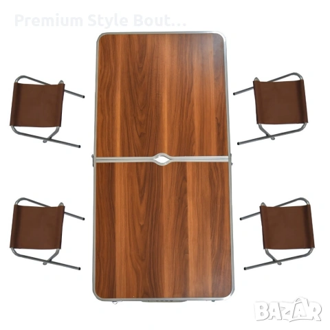 Комплект сгъваема къмпинг маса с 4 стола, Регулируема височина, Дизайн "куфар", снимка 6 - Маси - 53834268