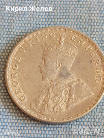 Сребърна монета 1 рупия 1919г. Британска Индия Крал Джордж пети 52628, снимка 2 - Нумизматика и бонистика - 53778876