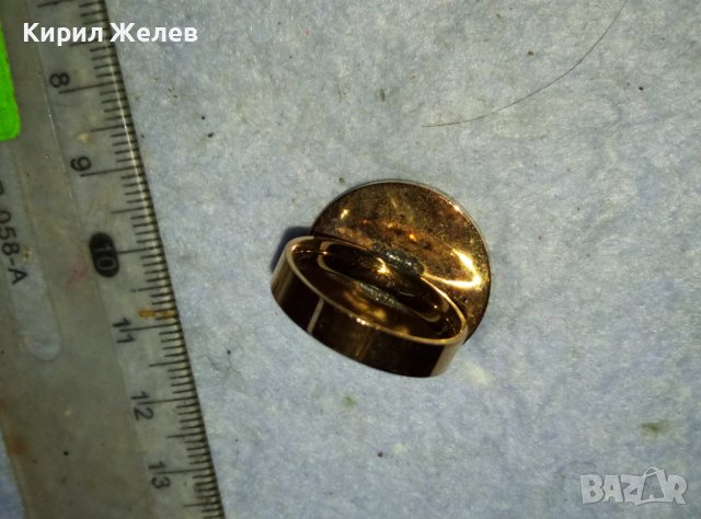 BVLGARI ПОЗЛАТЕН МАРКОВ СЕДЕФЕН АРТ ПРЪСТЕН БУЛГАРИ от БЛАГОРОДНА НЕРЪЖДАЕМА СТОМАНА 38916, снимка 9 - Пръстени - 42082394