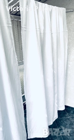 Две бели ленени (100%) пердета 2 броя, снимка 5 - Пердета и завеси - 51572673