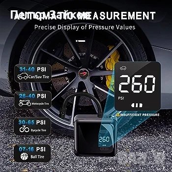 преносим въздушен компресор, 150PSI безжична въздушна помпа, снимка 4 - Аксесоари и консумативи - 41980953