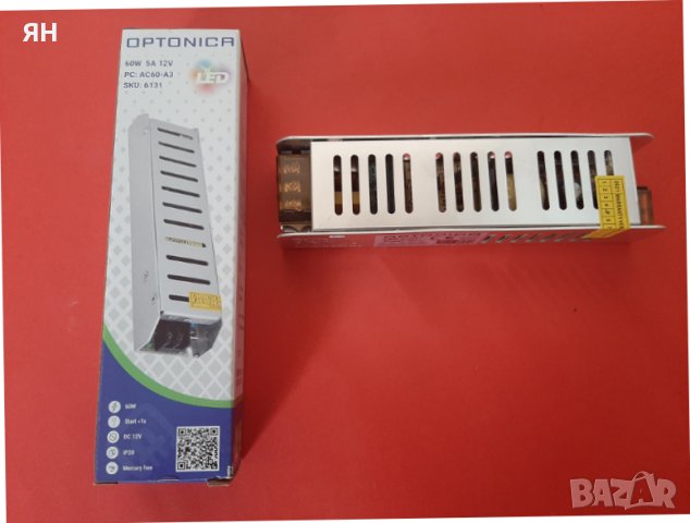 Захранване OPTONICA Slim за LED ленти 60W,5A,12V