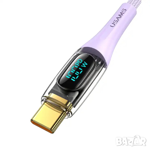 Кабел USAMS US-SJ590 Type-C PD100W с екран 1.2 метра, снимка 2 - USB кабели - 44512731
