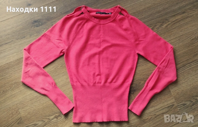 Оригинален пуловер KAREN MILLEN вискоза коралов цвят, р-р XS-S, перфектен, снимка 7 - Блузи с дълъг ръкав и пуловери - 52850421