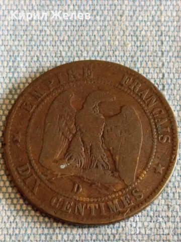 Монета 10 сантима 1855г. Франция Император Наполеон трети 30434, снимка 2 - Нумизматика и бонистика - 48957310