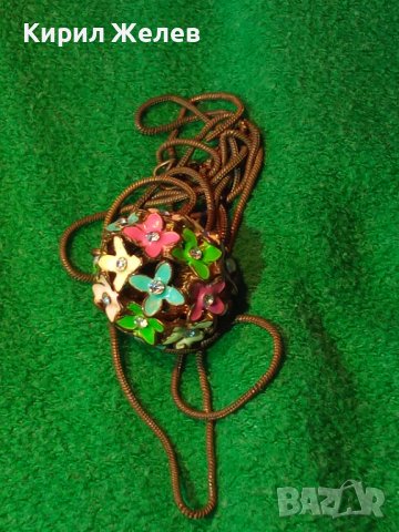 ПРЕКРАСЕН ФЛОРАЛЕН АЖУРЕН ЕМАЙЛИРАН КРИСТАЛЕН ВИНТИДЖ АРТ МЕДАЛЬОН с ДЪЛГА СТАРА МЕДНА ВЕРИЖКА 37025, снимка 15 - Антикварни и старинни предмети - 39941351