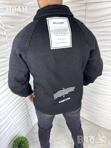 Мъжка ватирана блуза с надпис отпред в черен цвят, снимка 2 - Блузи - 52968025