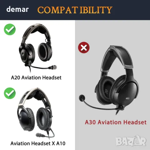 SOULWIT Комплект за смяна за Bose Aviation X A10/A20 слушалки - Черни, снимка 2 - Други - 49870163
