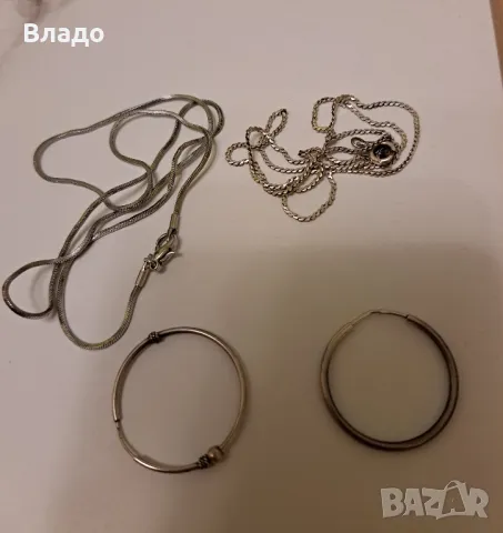 Дамски сребърни верижки/ колиета и две сребърни обеци, снимка 3 - Колиета, медальони, синджири - 48285887
