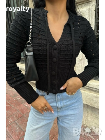 Черна Дамска Къса Жилетка , снимка 2 - Жилетки - 52216058