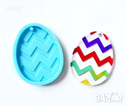 3 модела Великденско яйце с декор плитък силиконов молд форма фондан шоколад гипс смола декор, снимка 2 - Форми - 36188387