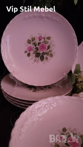 Колекционерски розов сервиз за хранене и кафе , снимка 4 - Сервизи - 53534156