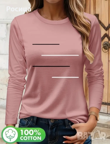 Дамска блуза с дълъг ръкав размер Л 100% памук нова