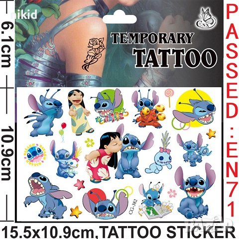 Лило и Стич lilo stitch Tattoo татос татуировка временна детска татоси татуси, снимка 3 - Други - 41599972