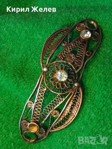 СРЕБЪРНА ФИЛИГРАННА АРТ ДЕКО ШНОЛА ФИБА за КОСА с ЦИРКОНИ МАЙСТОРСКА ЮВЕЛИРНА СТАРА РАБОТА 24071, снимка 17 - Антикварни и старинни предмети - 33789665