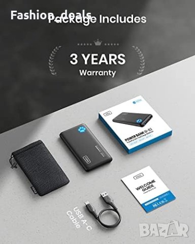 Ново Преносимо зарядно устройство 10000mAh 22,5W PowerBank USB C , снимка 5 - Външни батерии - 41652303