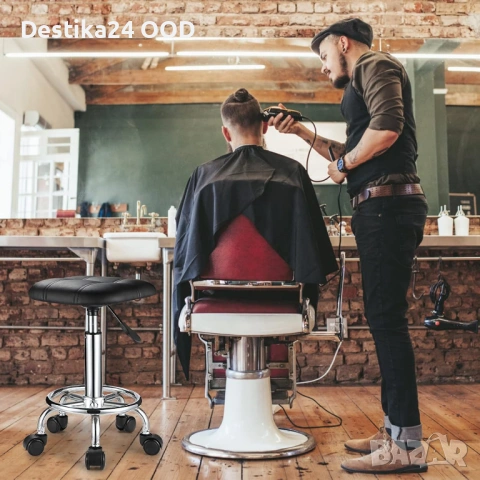 Регулируем стол табуретка с колелца и въртяща се седалка – офис/салонa, снимка 5 - Столове - 53723168