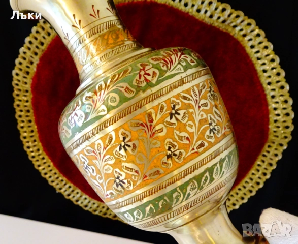 Бронзова ваза с красив цветен клетъчен емайл. , снимка 2 - Вази - 51711420