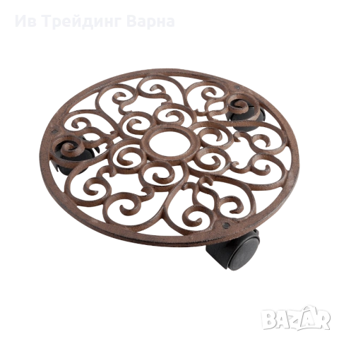 Чугунена поставка за цветя - ретро чар на колела