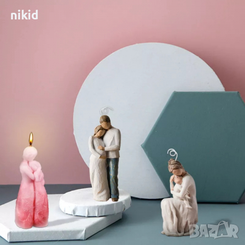 3D Майка с бебе жена силиконов молд форма калъп свещ гипс декор смола, снимка 4 - Форми - 36502369