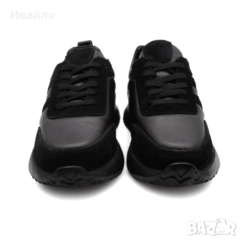 Дамски черни спортни обувки от естествена кожа и велур, снимка 2 - Дамски ежедневни обувки - 52097096