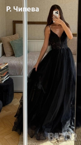ЧИСТО НОВА С ЕТИКЕТ! Черна бална рокля на символична цена, снимка 2 - Рокли - 53808646