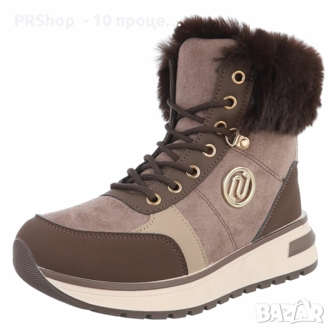 Дамски боти с връзки и цип, Кафяв/Черен/Сив/Каки/Зелен, снимка 1