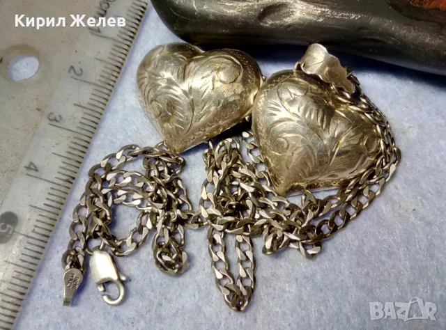 СРЕБЪРНО ЛАНЧЕ СРЕБРО 925 ITALI с РЪЧНО ГРАВИРАНО СРЕБЪРНО СЪРЧИЦЕ Рамка за СНИМКИ СРЕБРО 925 40111, снимка 13 - Колиета, медальони, синджири - 49365764