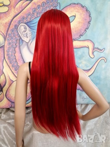 Уникална Дълга Права Перука в Изключително Красив Червен Цвят КОД 8944, снимка 7 - Аксесоари за коса - 41702771
