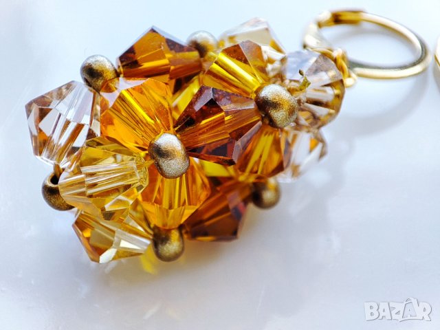 Звездни купове -- обеци с кристали и Миюки мъниста, снимка 16 - Обеци - 41318415