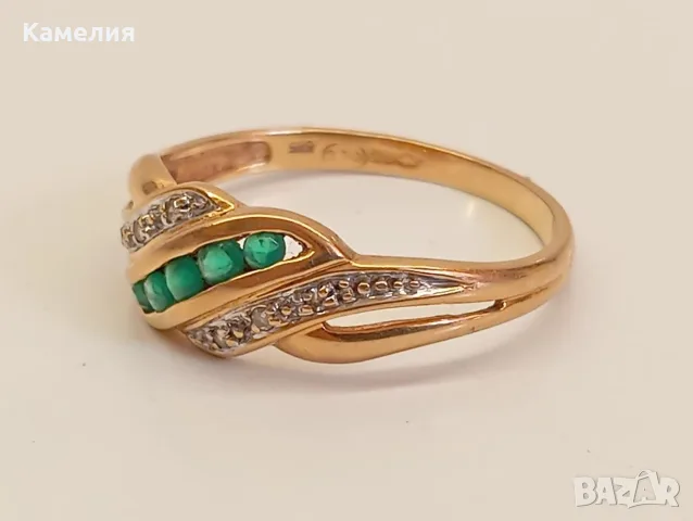 Златен пръстен с брилианти. , снимка 8 - Пръстени - 56093797