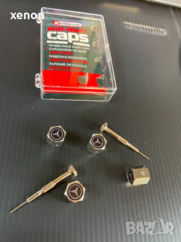 Mercedes капачки за винтили със заключване, стоманени, хромирани. Идеална защита срещу кражба!, снимка 6 - Аксесоари и консумативи - 33911013