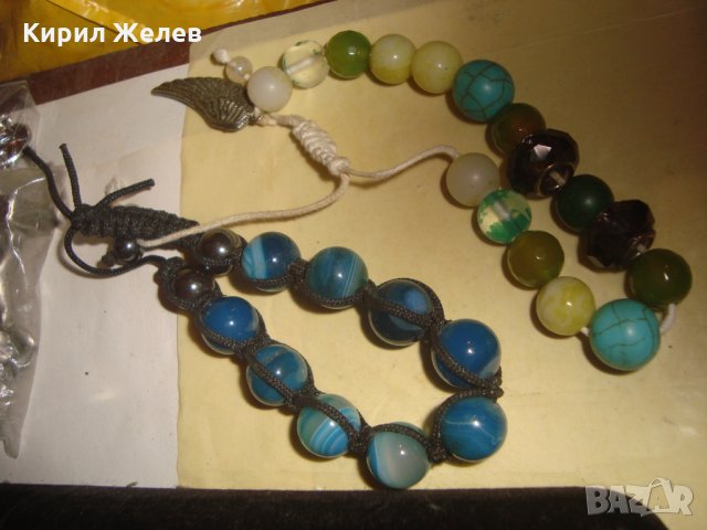 2 СКЪПОЦЕННИ ГРИВНИ НЕФРИТ ТЮРКОАЗ ЛАЗУРИТ ЯСПИС КРИСТАЛ ХЕНД МЕЙД АРТ ИЗРАБОТКА 24740, снимка 5 - Гривни - 34485825