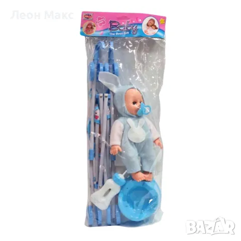 Количка за кукли с кукла, гърне, памперс , снимка 2 - Кукли - 48396942