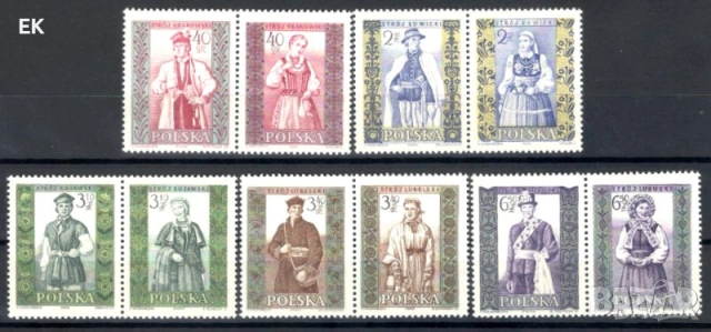 Полша, 1960 г. - лот на тема музика, личности, носии, спорт, история, изкуство, архитектура, птици, снимка 3 - Филателия - 53250840