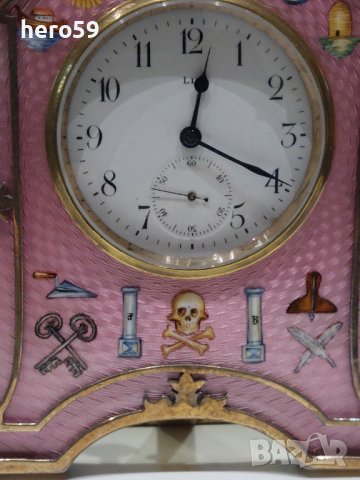 Каретен часовник-Сребърен гилеше  емайл часовник/Silver and Guilloche enamel Carriage Clock/, снимка 14 - Колекции - 38836804